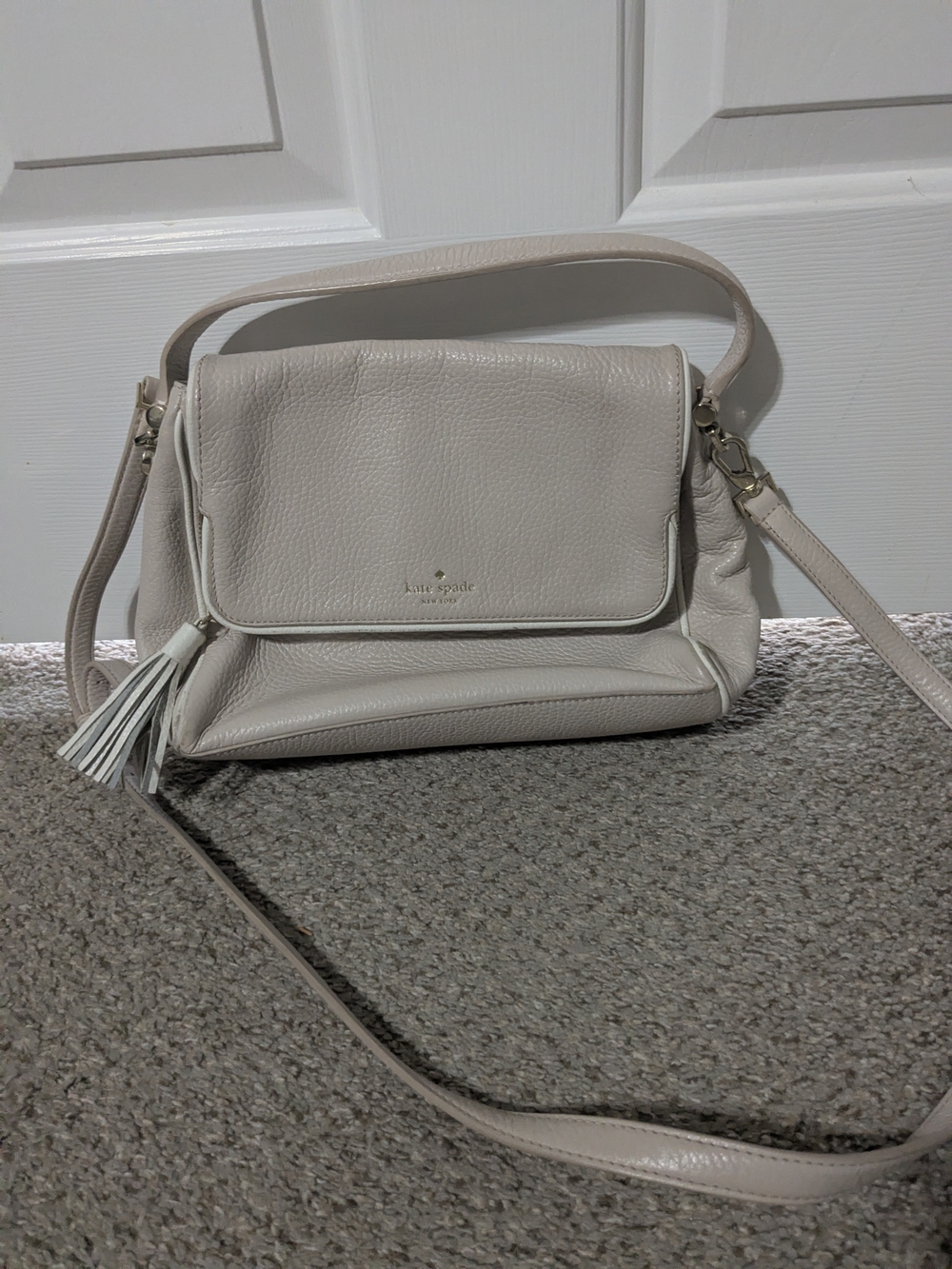 Kate Spade Leather Crossbody in Off-White/Cream